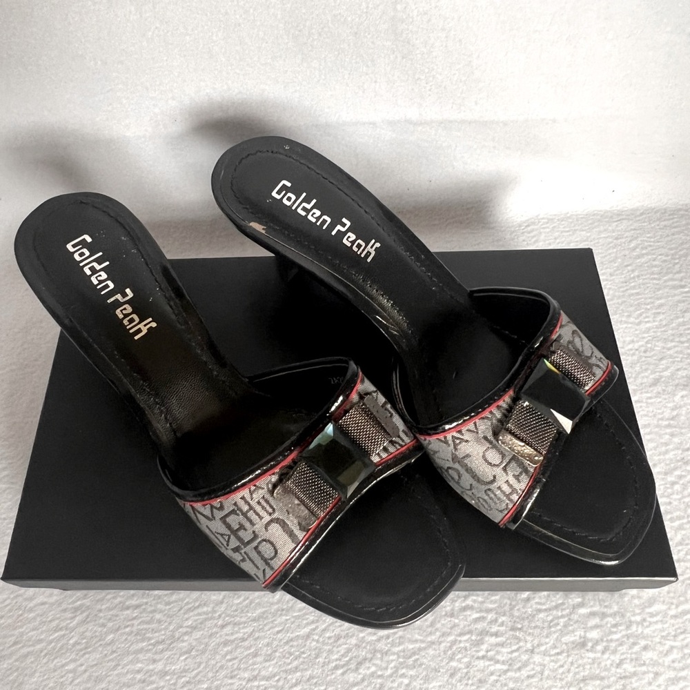 Golden Peak Black Sandal Heel Size 7
